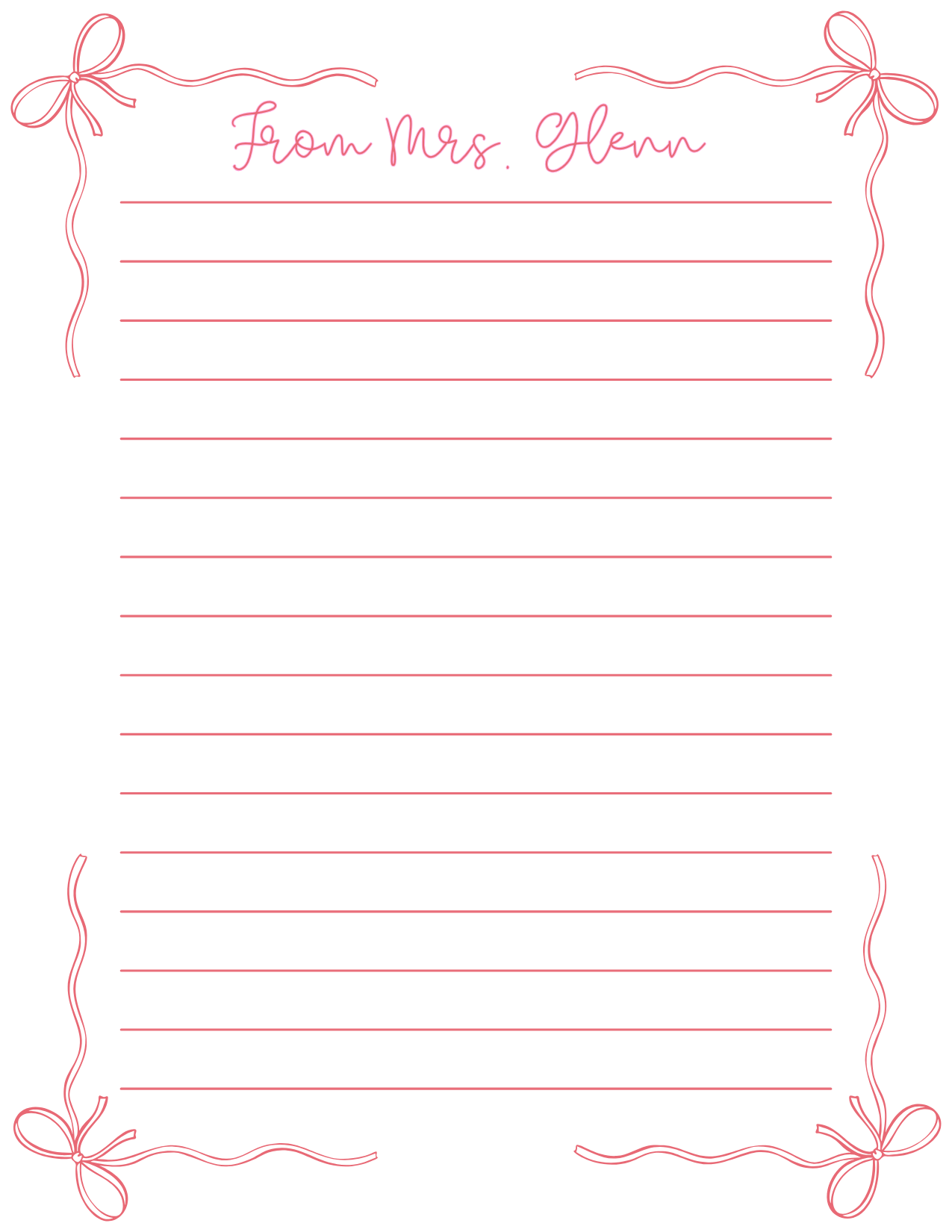 Custom Pink Bow Notepad