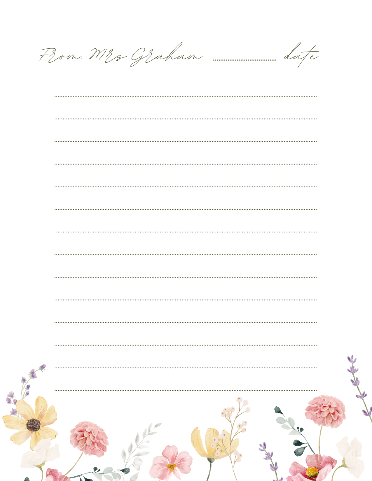 Custom Teacher Flower Notepad